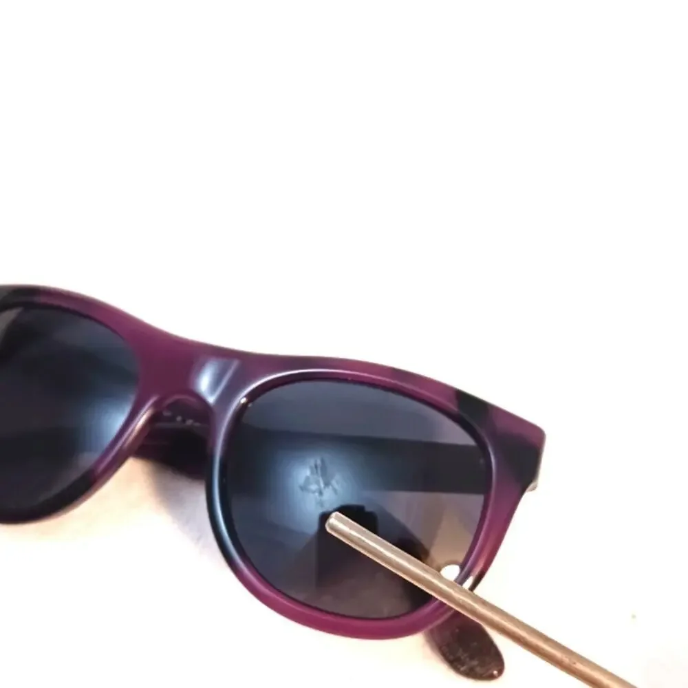 Burberry Sunglasses Tortoiseshell PURPLE BLACK Round Cat Eye Gray Lens Authentic